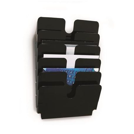 DURABLE Prospektustartó, fali, fekvő, A4, DURABLE "FLEXIPLUS 6", fekete