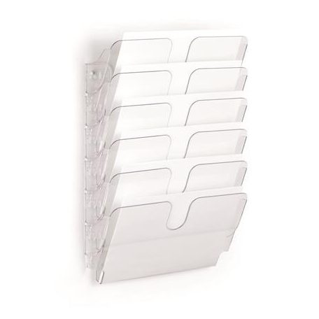 DURABLE Prospektustartó, fali, fekvő, A4, DURABLE "FLEXIPLUS 6", áttetsző