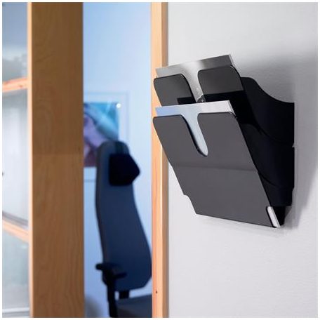 DURABLE Prospektustartó, fali, fekvő, A4, DURABLE "FLEXIPLUS 2", fekete