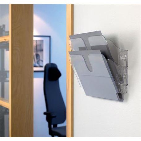 DURABLE Prospektustartó, fali, fekvő, A4, DURABLE "FLEXIPLUS 2", áttetsző