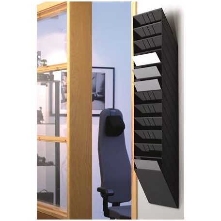 DURABLE Prospektustartó, fali, álló, A4, DURABLE "FLEXIBOXX 12", fekete