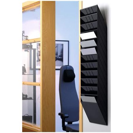 DURABLE Prospektustartó, fali, fekvő, A4, DURABLE "FLEXIBOXX 12", fekete