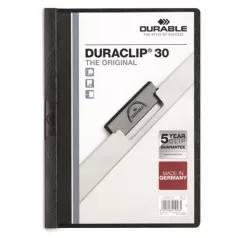   DURABLE Gyorsfűző, klipes, A4, DURABLE "DURACLIP® 30", fekete