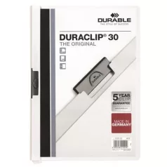   DURABLE Gyorsfűző, klipes, A4, DURABLE "DURACLIP® 30", fehér
