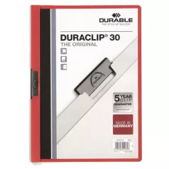   DURABLE Gyorsfűző, klipes, A4, DURABLE "DURACLIP® 30", piros