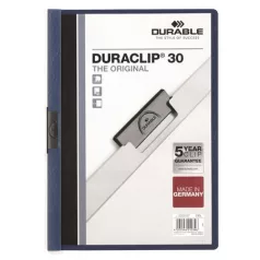   DURABLE Gyorsfűző, klipes, A4, DURABLE "DURACLIP® 30", sötétkék