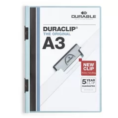   DURABLE Gyorsfűző, klipes, A3, DURABLE "DURACLIP® 60", kék