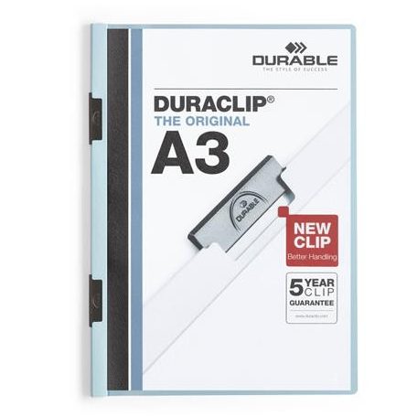 DURABLE Gyorsfűző, klipes, A3, DURABLE "DURACLIP® 60", kék
