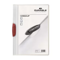   DURABLE Gyorsfűző, klipes, A4, DURABLE "Swingclip® 30", piros