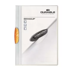   DURABLE Gyorsfűző, klipes, A4, DURABLE "Swingclip® 30", narancs
