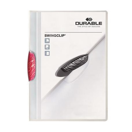 DURABLE Gyorsfűző, klipes, A4, DURABLE "Swingclip® 30", rózsaszín