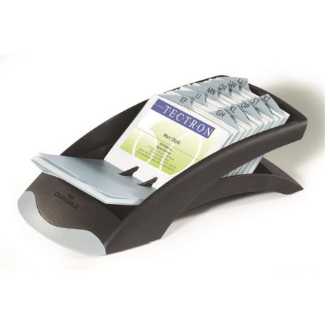 DURABLE Névjegykártyatartó, műanyag, 200 db-os, A-Z regiszterrel, fekvő, DURABLE, "VISIFIX®", fekete
