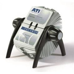   DURABLE Névjegykártyatartó, műanyag, 400 db-os, forgatható, fekvő, DURABLE, "VISIFIX®", fekete
