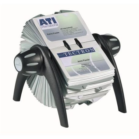 DURABLE Névjegykártyatartó, műanyag, 400 db-os, forgatható, fekvő, DURABLE, "VISIFIX®", fekete