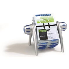   DURABLE Névjegykártyatartó, műanyag, 400 db-os, forgatható, fekvő, DURABLE, "VISIFIX®", ezüst
