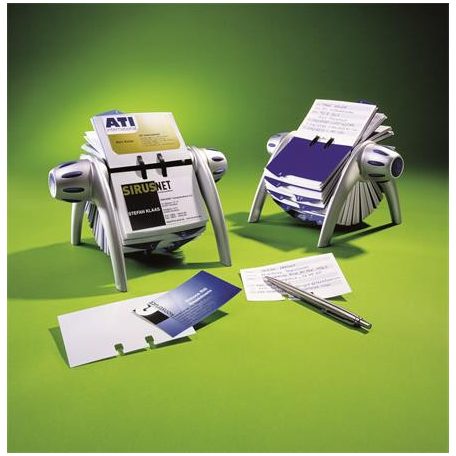 DURABLE Névjegykártyatartó, műanyag, 400 db-os, forgatható, fekvő, DURABLE, "VISIFIX®", ezüst