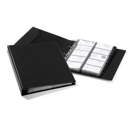 DURABLE Névjegytartó, 400 db-os, gyűrűs, DURABLE "VISIFIX® Economy", fekete