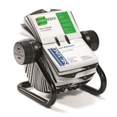   DURABLE Névjegykártyatartó, fém, 400 db-os, forgatható, fekvő, DURABLE, "VISIFIX®", fekete