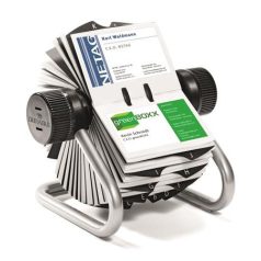   DURABLE Névjegykártyatartó, fém, 400 db-os, forgatható, fekvő, DURABLE, "VISIFIX®", ezüst