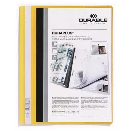DURABLE Gyorsfűző, A4, széles, panorámás, DURABLE "DURAPLUS®", sárga