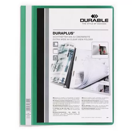DURABLE Gyorsfűző, A4, széles, panorámás, DURABLE "DURAPLUS®", zöld