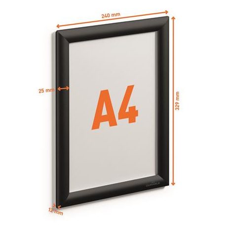 DURABLE Posztertábla, fali, A4, alumínium keret, DURABLE, fekete