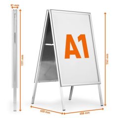   DURABLE Megállító tábla, poszteres, A1, DURABLE "Fold Outdoor", ezüst