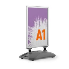   DURABLE Megállító tábla, poszteres, talppal, A1, DURABLE "Heavy Base Outdoor", ezüst