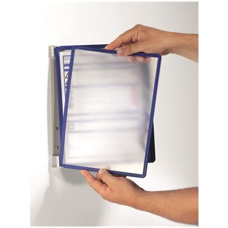 DURABLE Bemutatótábla tartó, fali, 5 db bemutatótáblával, DURABLE "VARIO® WALL 5", sötétkék