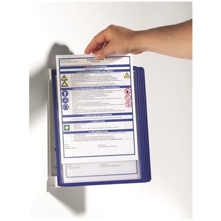 DURABLE Bemutatótábla tartó, fali, 5 db bemutatótáblával, DURABLE "VARIO® WALL 5", sötétkék