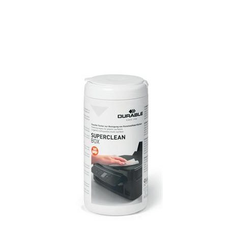 DURABLE Tisztítókendő, műanyag felületre, 100 db, DURABLE "SUPERCLEAN BOX 100"