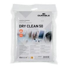   DURABLE Tisztítókendő, képernyőhöz, 50 db, DURABLE "DRY CLEAN 50", fehér