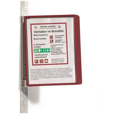 DURABLE Bemutatótábla tartó, fali, mágneses, 5 db bemutatótáblával, DURABLE "VARIO® 5 MAGNET", piros