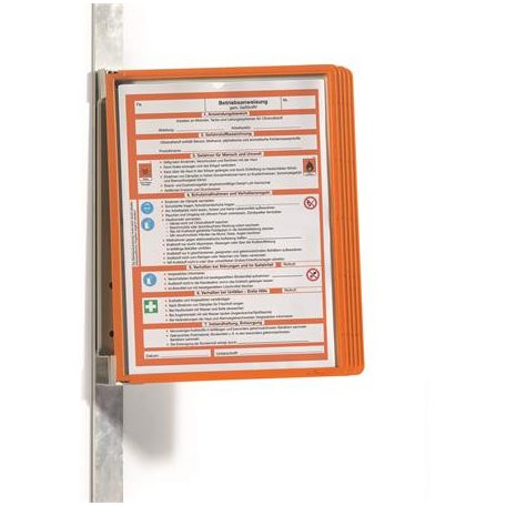 DURABLE Bemutatótábla tartó, fali, mágneses, 5 db bemutatótáblával, DURABLE "VARIO® 5 MAGNET", narancssárga