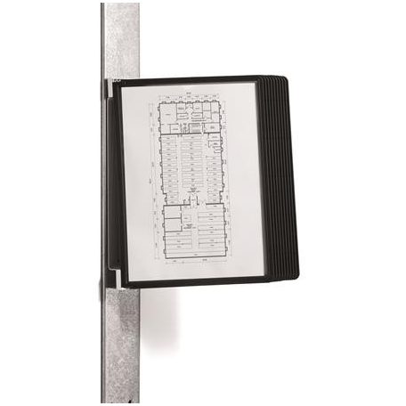DURABLE Bemutatótábla tartó, fali, mágneses, 10 db bemutatótáblával, DURABLE "VARIO® 10 MAGNET", fekete