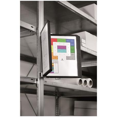 DURABLE Bemutatótábla tartó, fali, mágneses, 10 db bemutatótáblával, DURABLE "VARIO® 10 MAGNET", fekete