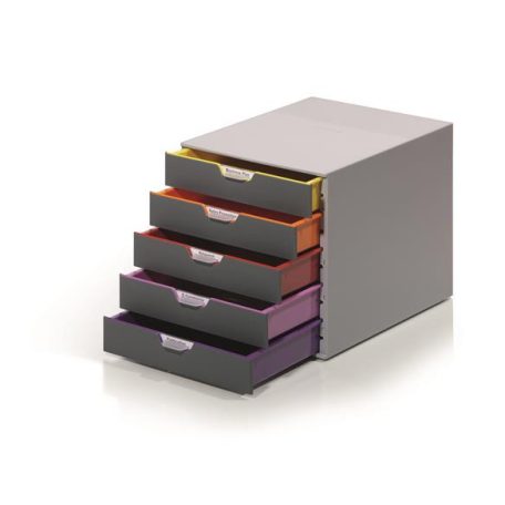 DURABLE Irattároló, műanyag, 5 fiókos, DURABLE "VARICOLOR® 5", szürke