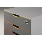 DURABLE Irattároló, műanyag, 4 fiókos, 1 zárható fiókkal, DURABLE "VARICOLOR® SAFE"