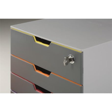 DURABLE Irattároló, műanyag, 4 fiókos, 1 zárható fiókkal, DURABLE "VARICOLOR® SAFE"