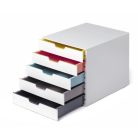DURABLE Irattároló, műanyag, 5 fiókos, DURABLE "VARICOLOR® 5", fehér
