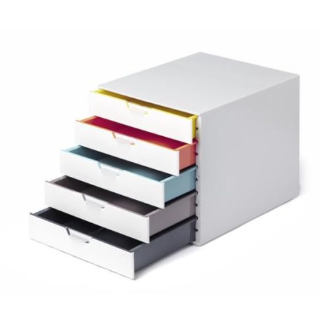 DURABLE Irattároló, műanyag, 5 fiókos, DURABLE "VARICOLOR® 5", fehér