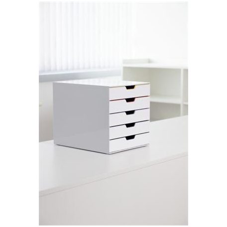 DURABLE Irattároló, műanyag, 5 fiókos, DURABLE "VARICOLOR® 5", fehér