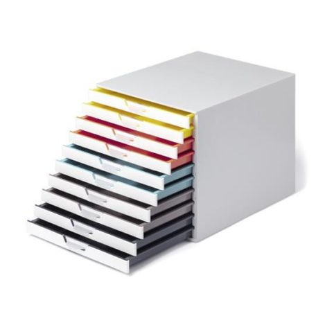 DURABLE Irattároló, műanyag, 10 fiókos, DURABLE "VARICOLOR® 10", fehér