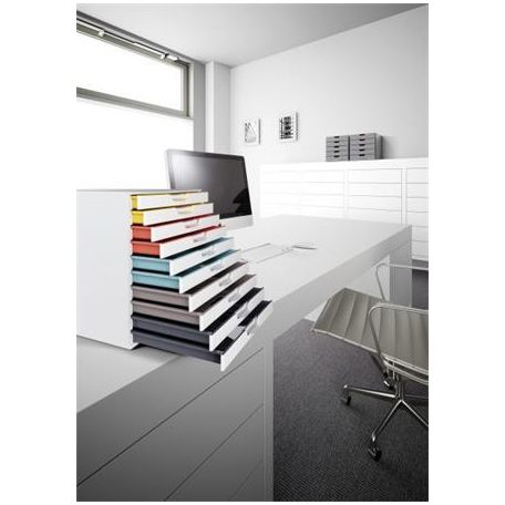 DURABLE Irattároló, műanyag, 10 fiókos, DURABLE "VARICOLOR® 10", fehér