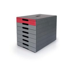   DURABLE Irattároló, műanyag, 7 fiókos, DURABLE "Idealbox pro 7", piros
