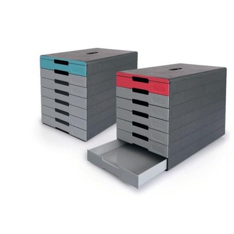 DURABLE Irattároló, műanyag, 7 fiókos, DURABLE "Idealbox pro 7", kék