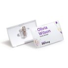 DURABLE Névkitűző, csíptetővel és tűvel, PP, 40x75 mm, DURABLE "CLICK FOLD"