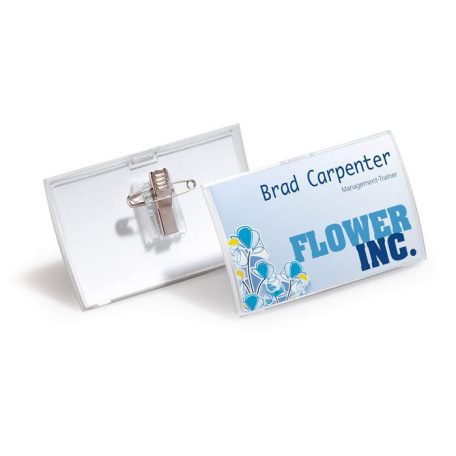 DURABLE Névkitűző, csíptetővel és tűvel, PP, 54x90 mm, DURABLE "CLICK FOLD"