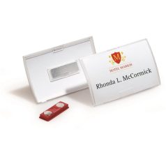   DURABLE Névkitűző, mágneses, 54x90 mm, DURABLE "CLICK FOLD", áttetsző