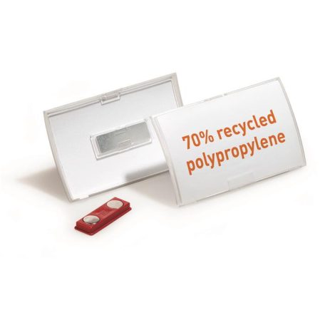 DURABLE Névkitűző, mágneses, 54x90 mm, DURABLE "CLICK FOLD", áttetsző